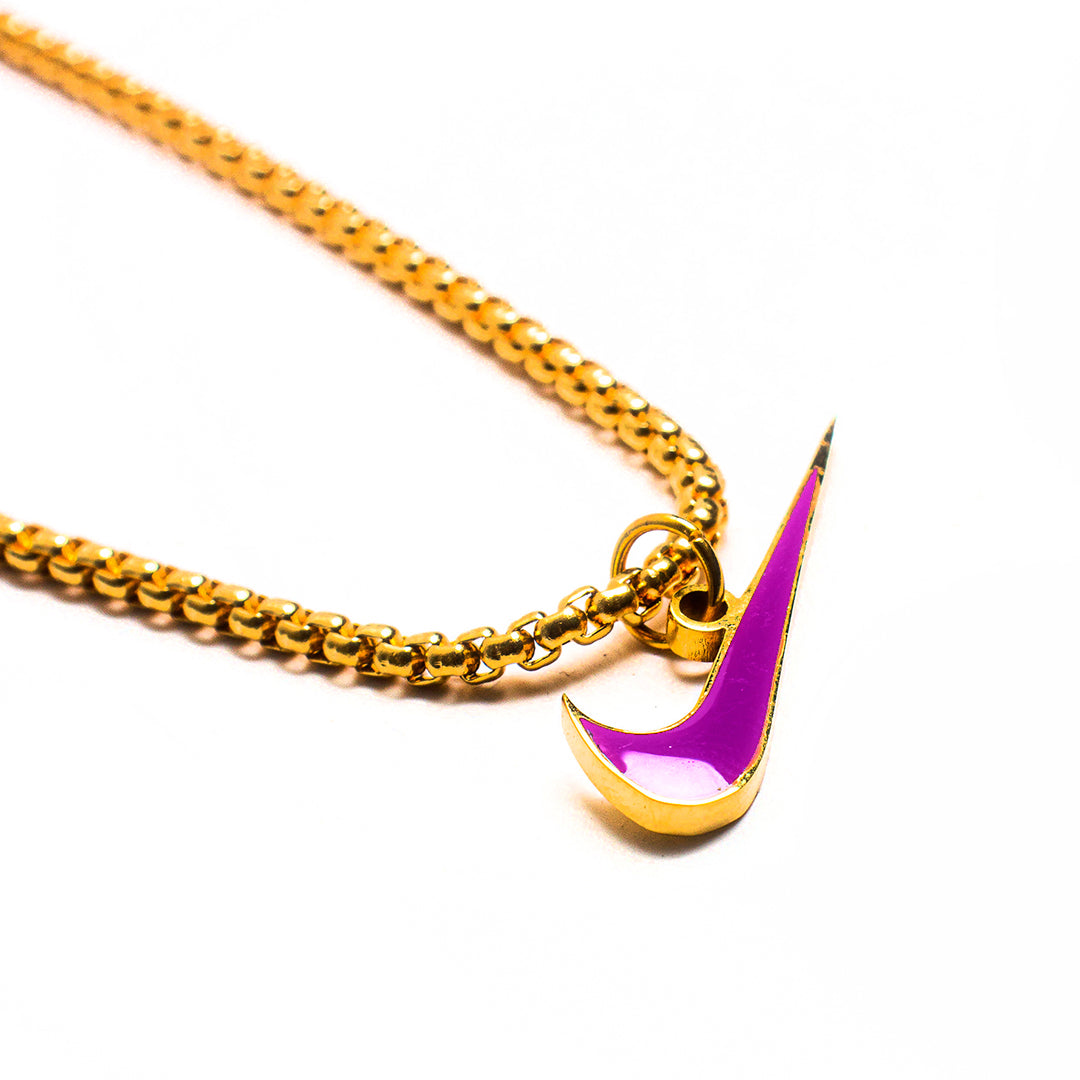 Collier Nike "Purple Rain Swoosh Gold"